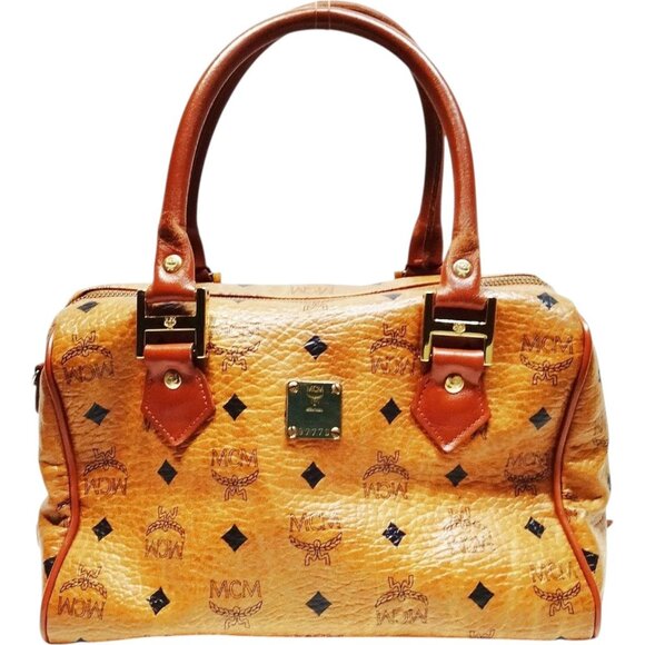 (L2) MCM Hand Bag Brown PVC - Picture 1 of 9